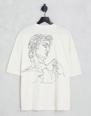 ASOS DESIGN oversized T-shirt in white with statue chest & back print