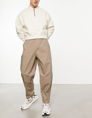 ASOS DESIGN oversized tapered chinos in beige-Gray