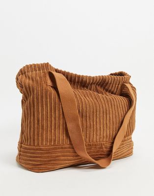 ASOS DESIGN oversized tote bag in tobacco cord-Brown