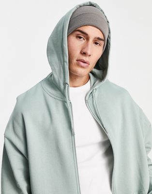 ASOS DESIGN oversized zip up hoodie in green