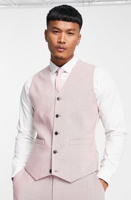 ASOS DESIGN Oxford Skinny Fit Vest in Light Pink