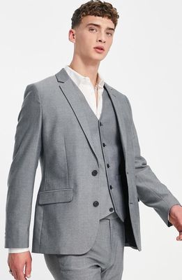 ASOS DESIGN Oxford Skinny Suit Jacket in Charcoal