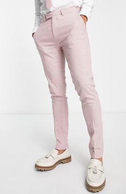 ASOS DESIGN Oxford Skinny Suit Trousers in Light Pink