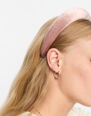 ASOS DESIGN padded headband in dusty pink velvet