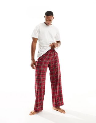 ASOS DESIGN pajama lounge set with T-shirt and pants in red Christmas plaid
