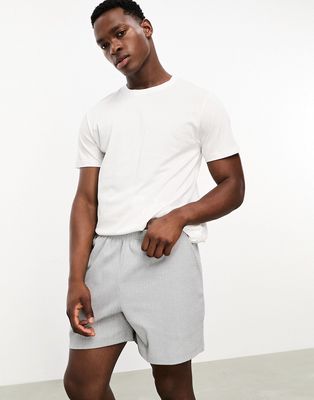ASOS DESIGN pajama lounge set with T-shirt and shorts in white and gray