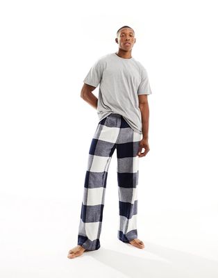 ASOS DESIGN pajama set with t-shirt and pants in navy check
