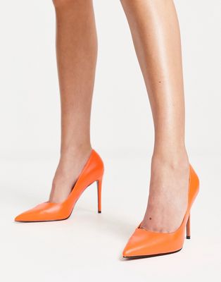 ASOS DESIGN Penza pointed high heeled pumps in orange