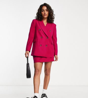 ASOS DESIGN Petite boxy double breasted suit blazer in fuschia-Pink
