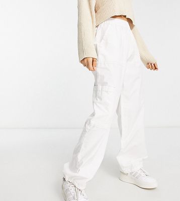ASOS DESIGN Petite clean pull on cargo pants in white-No color