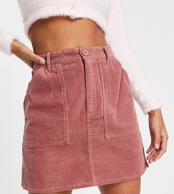 ASOS DESIGN Petite cord patch pocket mini skirt in pink