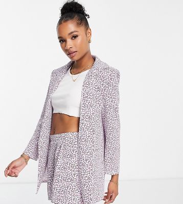 ASOS DESIGN Petite jersey slim boy blazer in ditsy print-Multi