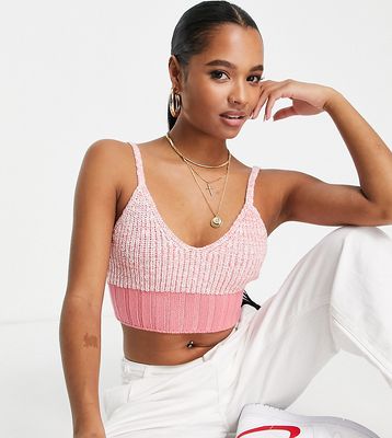 ASOS DESIGN Petite knit cami with contrast stitch in pink