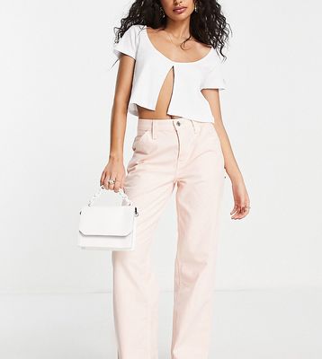 ASOS DESIGN Petite minimal cargo pants in bright peach-Pink