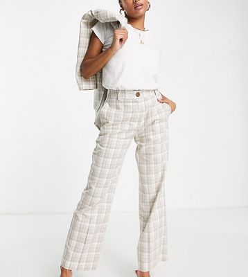 ASOS DESIGN Petite mix & match kickflare suit pants in light plaid-Multi