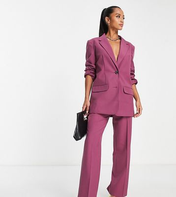 ASOS DESIGN Petite mix & match slim boy suit blazer in plum-Purple