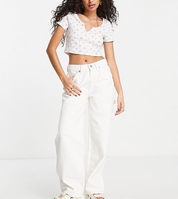 ASOS DESIGN Petite oversized skater jean in off white with cargo styling