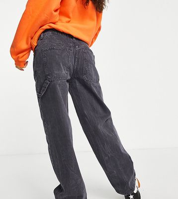 ASOS DESIGN Petite premium cotton blend oversized skater jeans in gray - gray