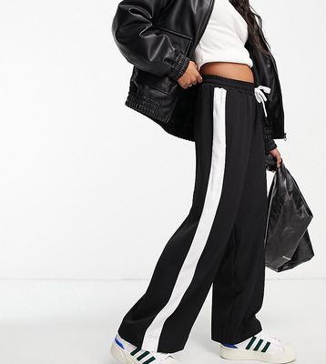 ASOS DESIGN Petite pull on pants with contrast panel in black-Blue