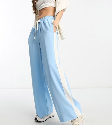 ASOS DESIGN Petite pull on pants with contrast panel in blue