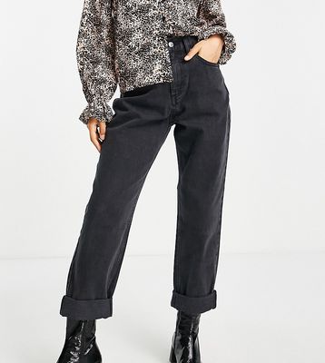 ASOS DESIGN Petite slouchy mom jeans in washed black