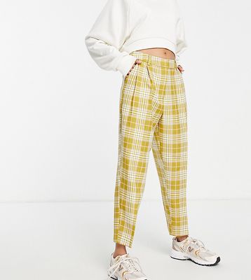 ASOS DESIGN Petite smart tapered pants in lime check-Multi