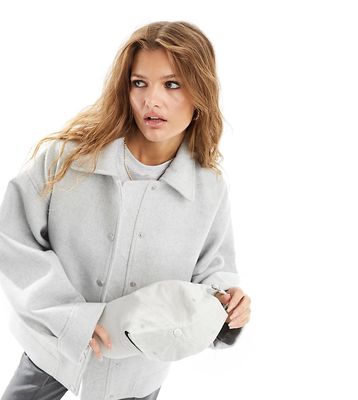 ASOS DESIGN Petite wool blend bomber jacket in gray