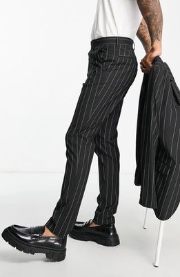 ASOS DESIGN Pinstripe Skinny Suit Trousers in Black