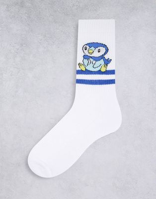 ASOS DESIGN Piplup Pokemon socks-White