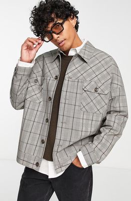 ASOS DESIGN Plaid Oversize Jacket in Grey