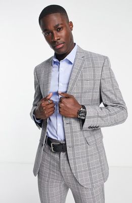 ASOS DESIGN Plaid Skinny Suit Jacket in Grey
