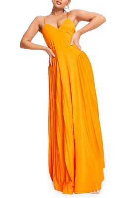 ASOS DESIGN Pleated Side Maxi Dress in Orange