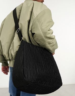 ASOS DESIGN plisse crossbody bag in black