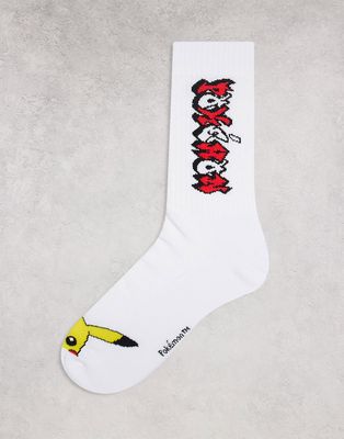 ASOS DESIGN Pokemon sports sock in white with Pikachu design