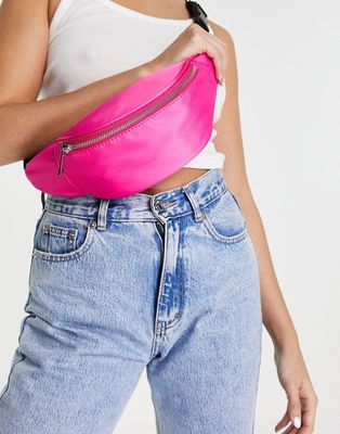 ASOS DESIGN polyester blend fanny pack in neon pink - BPINK