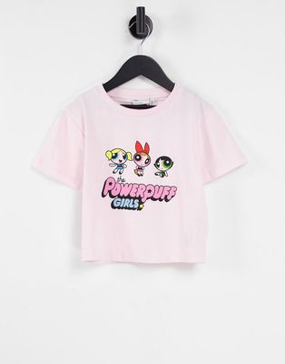 ASOS DESIGN power puff girls license graphic oversized baby t-shirt in pink