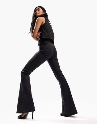 ASOS DESIGN power stretch 'enhancer' flared jeans in black