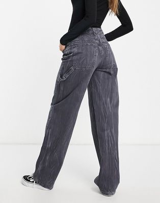 ASOS DESIGN premium cotton blend oversized skater jeans in gray - gray