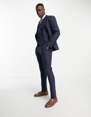ASOS DESIGN premium skinny suit pants in navy with two-way stretch-Black