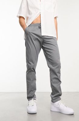 ASOS DESIGN Pull-On Stretch Twill Trousers in Charcoal