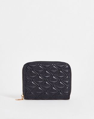 ASOS DESIGN quilted wallet in black