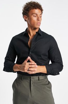ASOS DESIGN Regular Fit Button-Up Shirt in Black