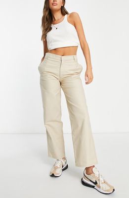 ASOS DESIGN Relaxed Boyfriend Trousers in Stone