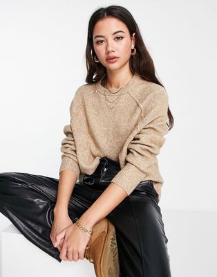 ASOS DESIGN relaxed crew neck sweater in taupe-Neutral