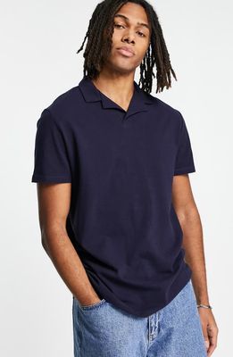 ASOS DESIGN Relaxed Fit Cotton Polo in Navy