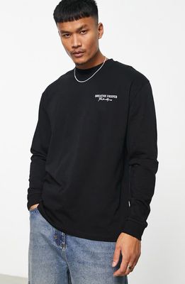 ASOS DESIGN Relaxed Fit Long Sleeve Graphic T-Shirt in Black