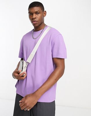 ASOS DESIGN relaxed pique t-shirt in lilac-Purple