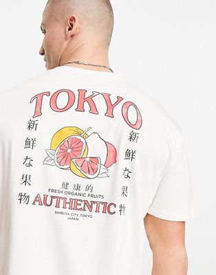 ASOS DESIGN relaxed t-shirt in white with Tokyo back print