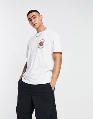 ASOS DESIGN relaxed T-shirt with rose chest print in white