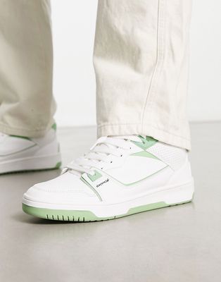 ASOS DESIGN retro sneakers in white with mint green detail